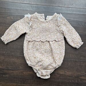 Floral Ruffled Long Sleeve Baby Romper